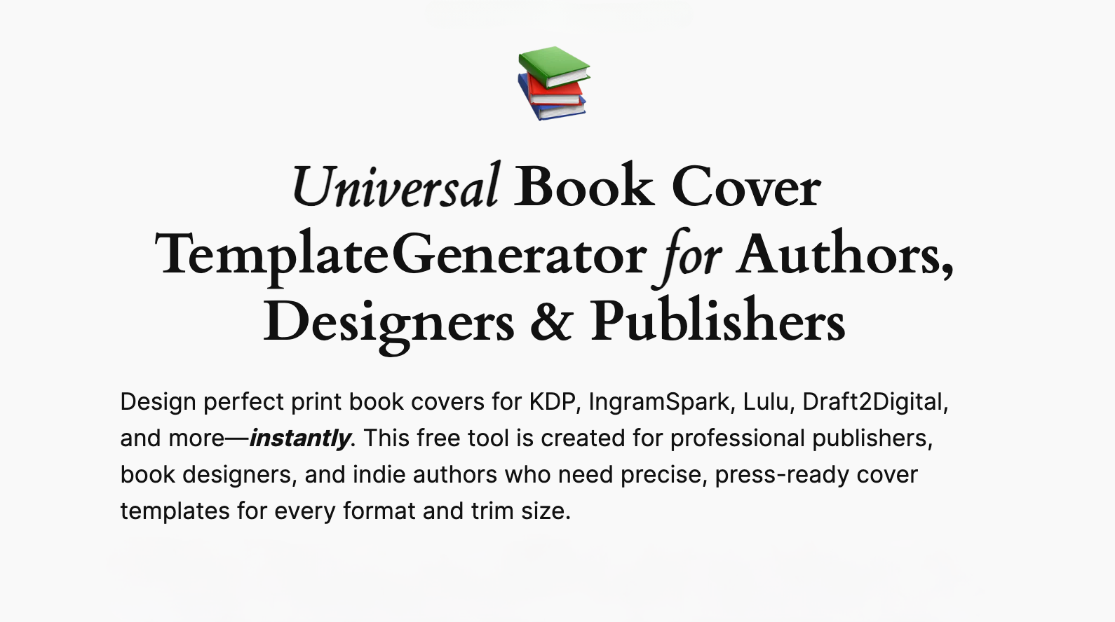 Universal Book Cover Template Generator gallery image