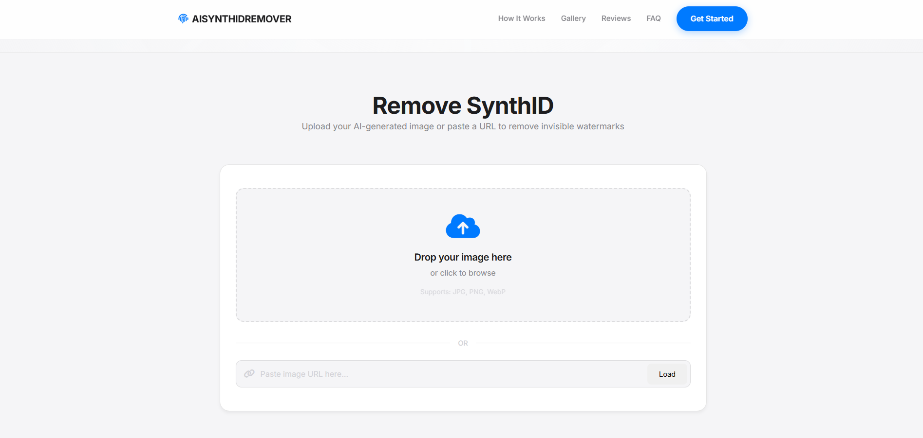 AI Synth ID Remover - Main product screenshot demonstrating key features and user interface
