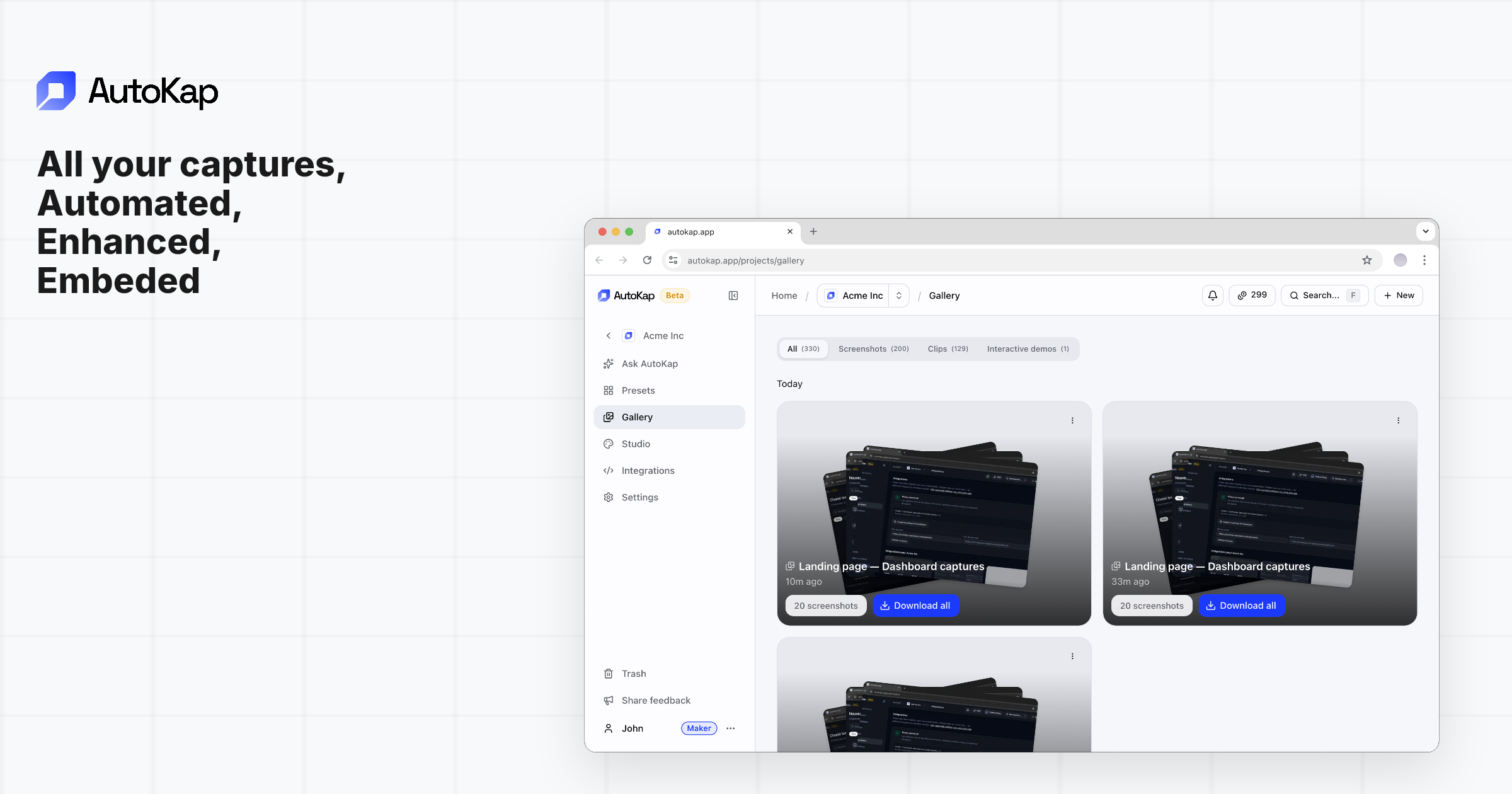 AutoKap — Automated Screenshots for SaaS gallery image