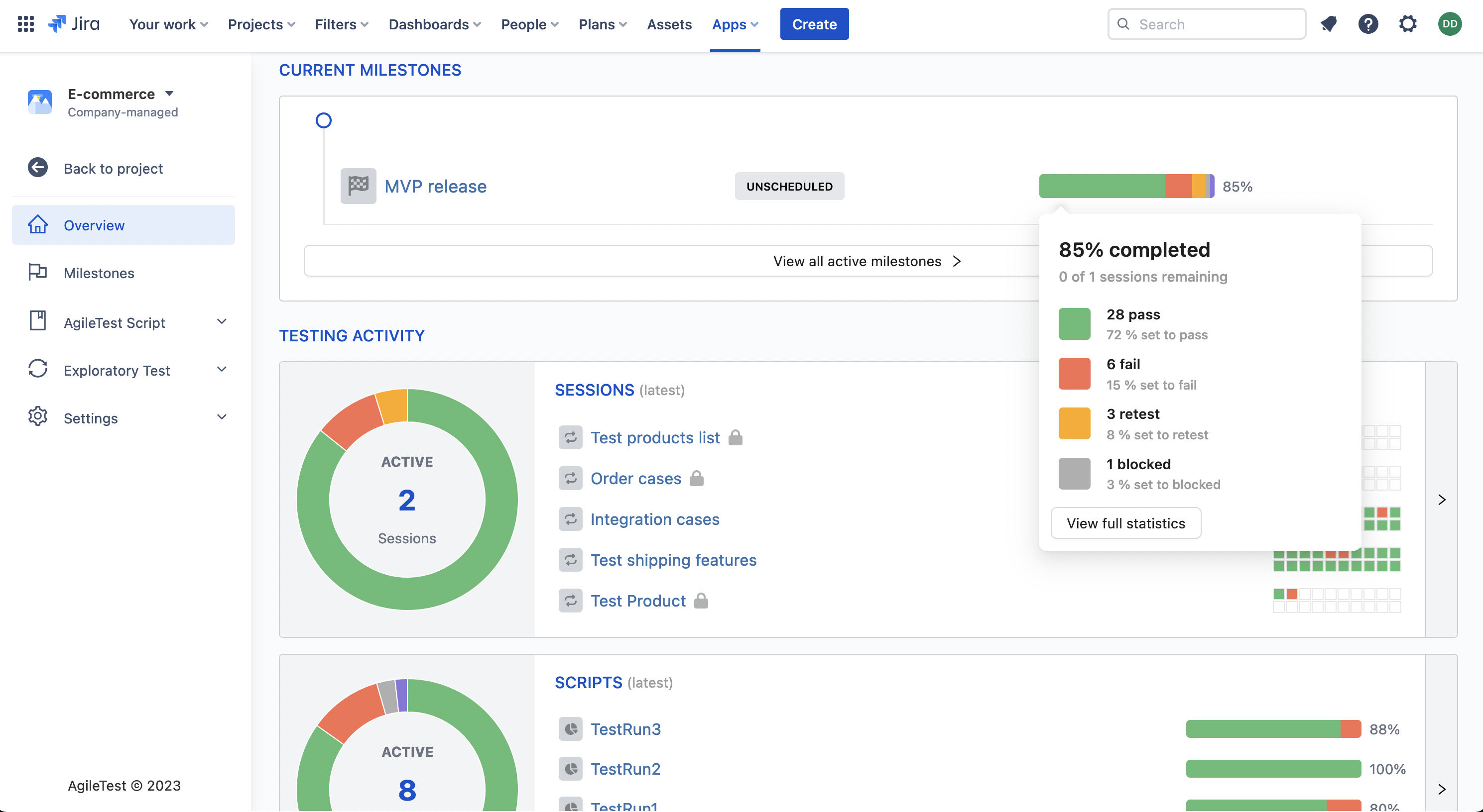 Média Gestion des tests Agiletest pour Jira 5