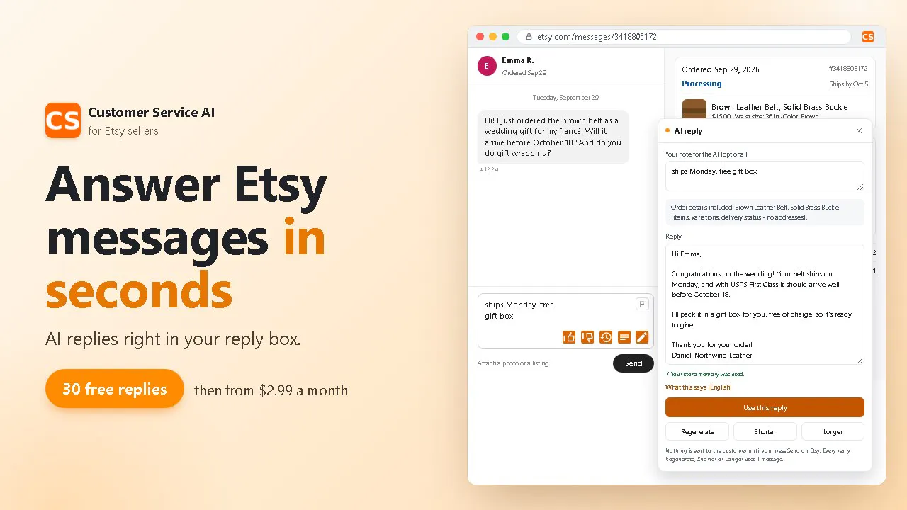 Customer Service AI for Etsy gallery image