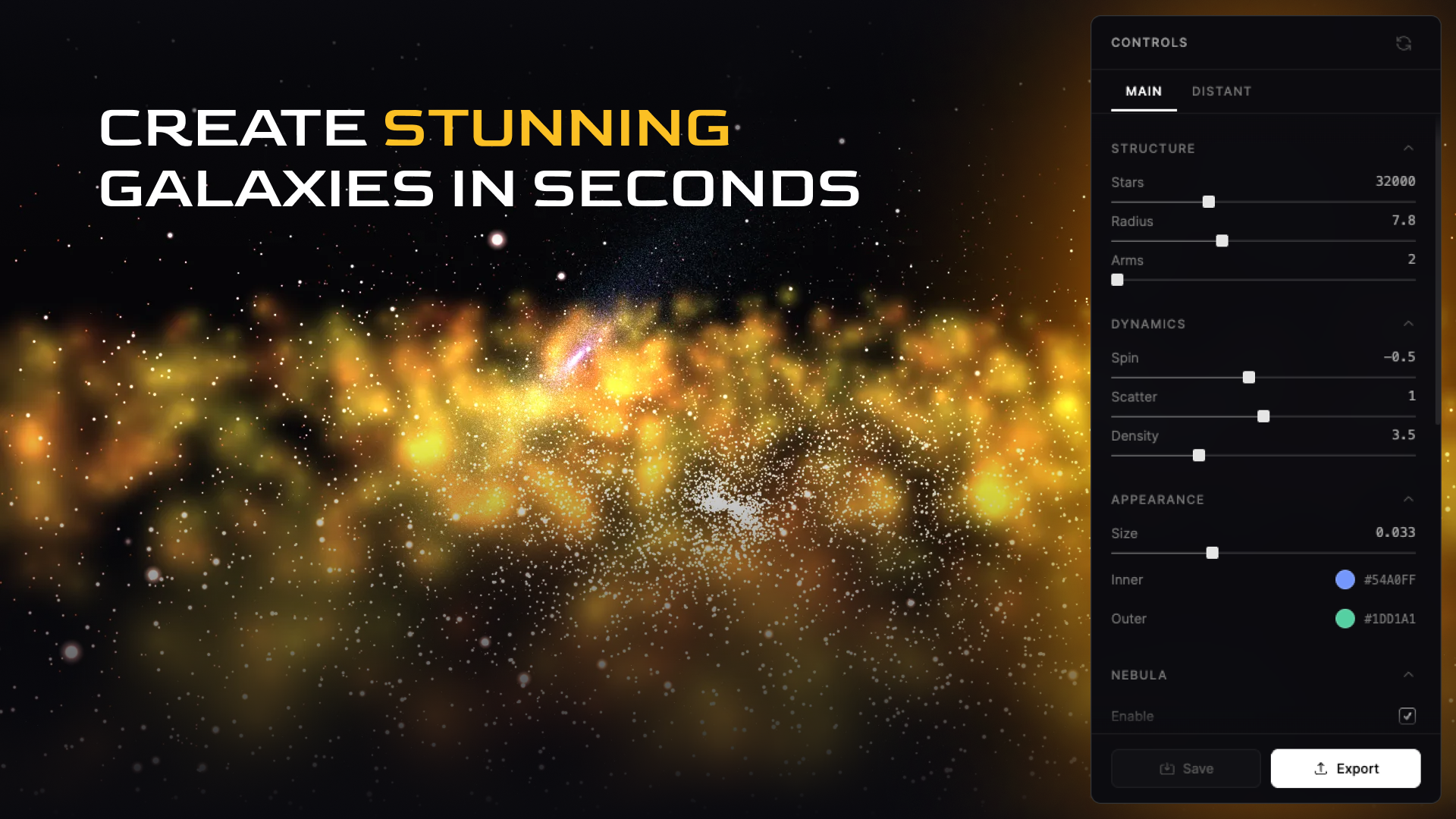 Stardust - Interactive Galaxy Creator gallery image