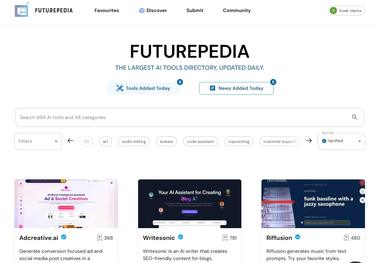Futurepedia: Updated & curated catalog of AI tools with verified ...