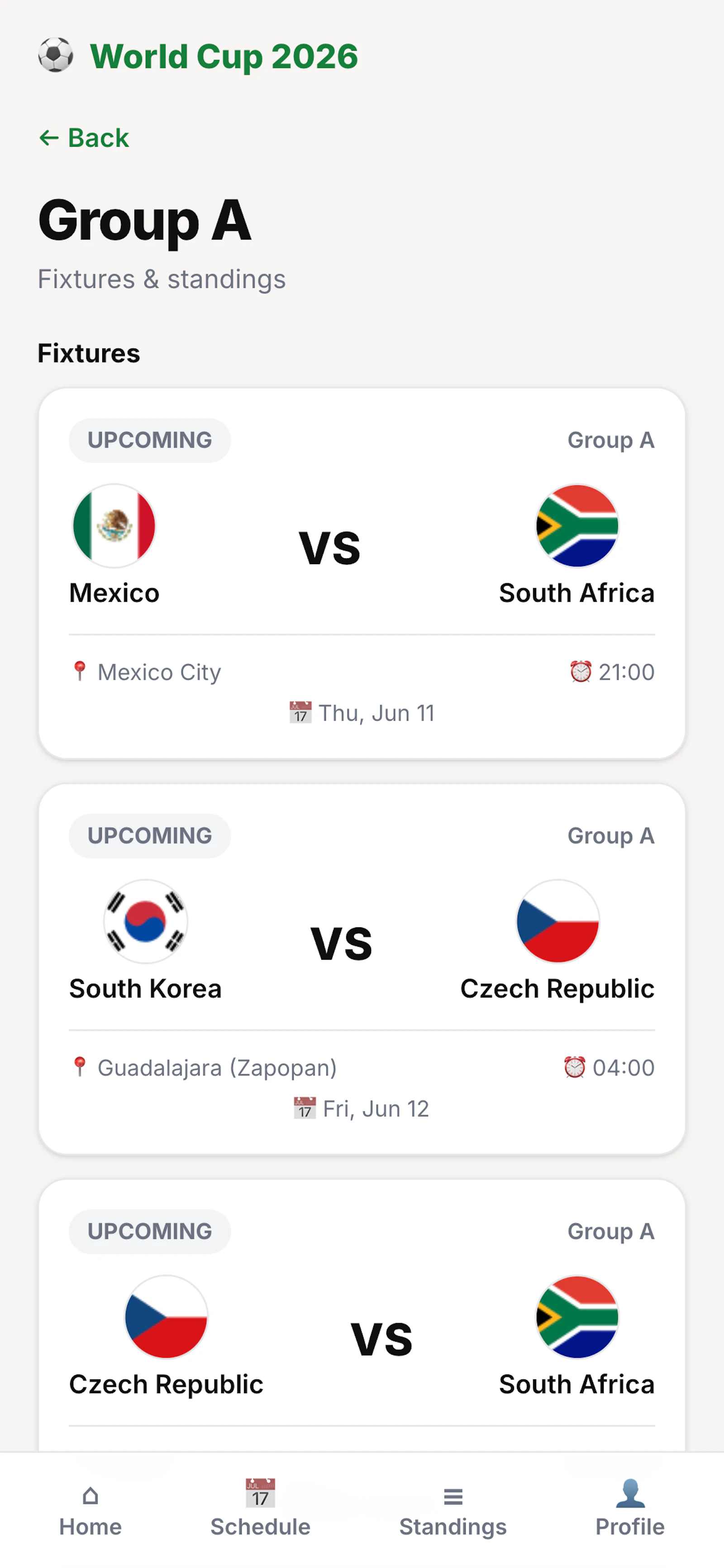 World Cup 26 Fixtures, Scores, Table App screenshot 3