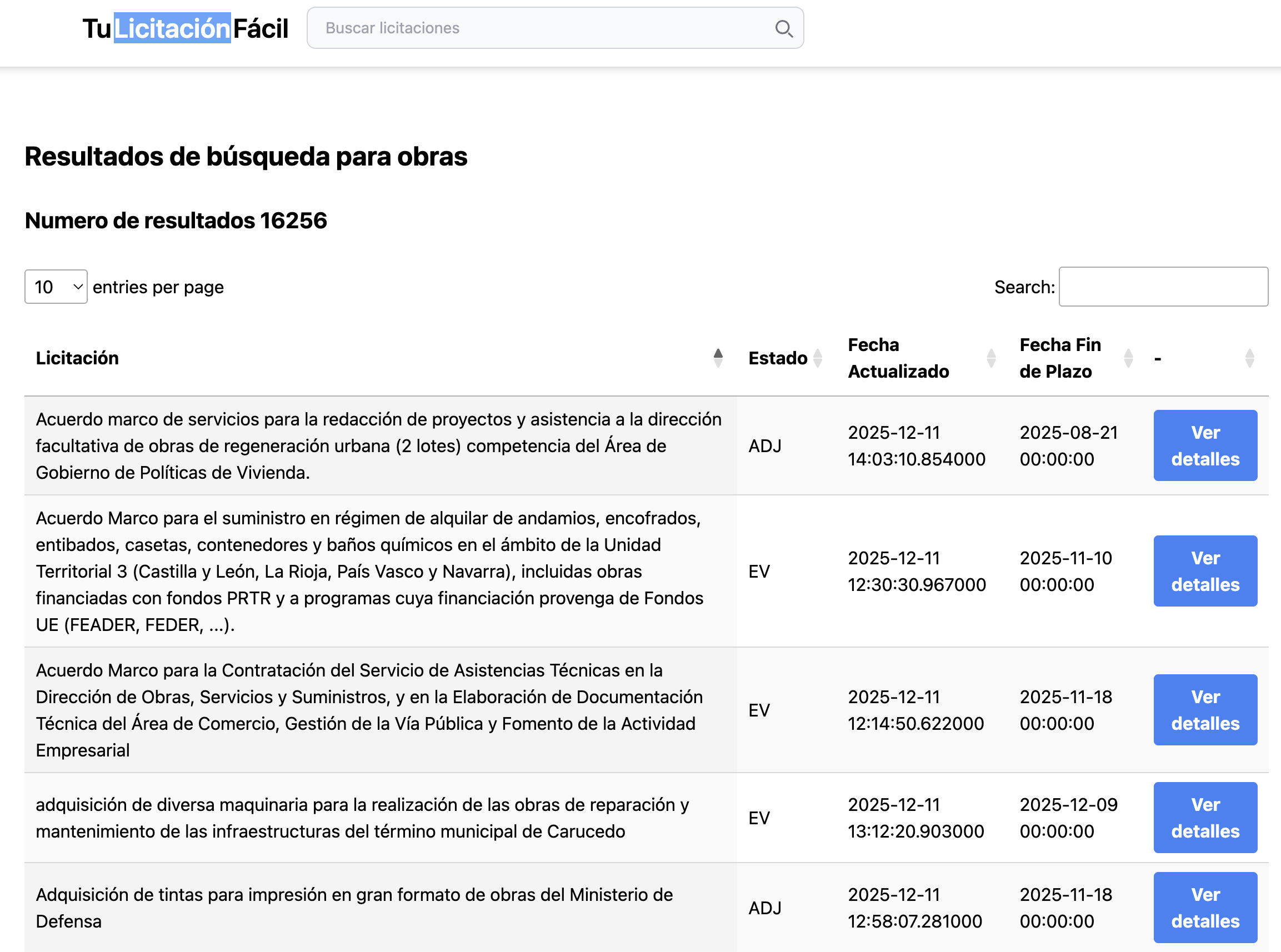 TuLicitaciónFácil - Screenshot 2 showing product features and functionality