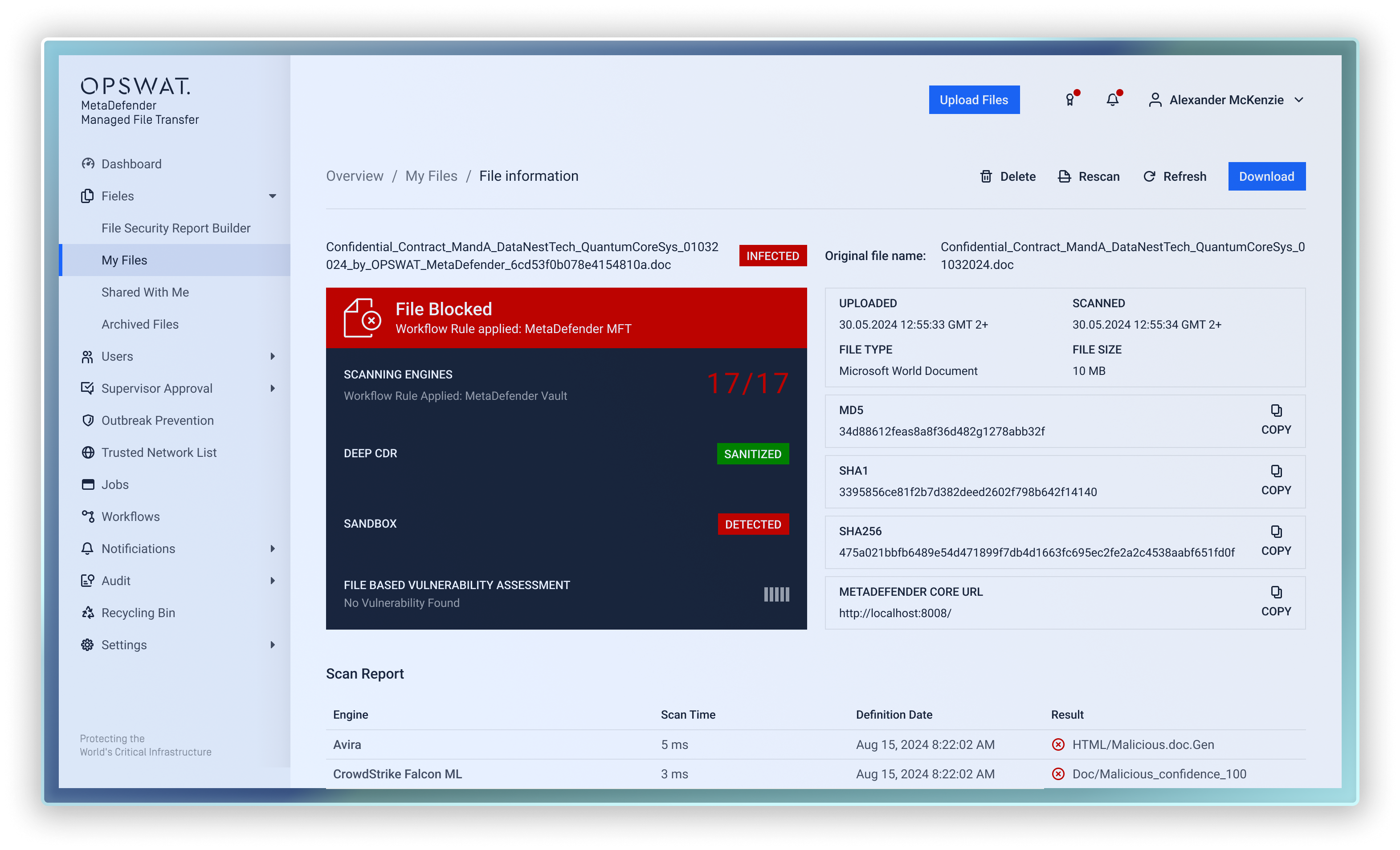 Média Transfert de fichiers géré par Metadefender (MFT) - Metadefender MFT 2