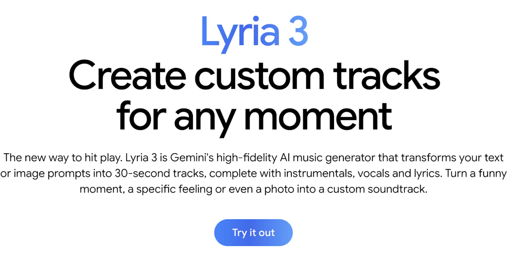 Google Deepmind 推出 Lyria 3:在 Gemini 中將任何照片或想法轉化為自定義歌曲