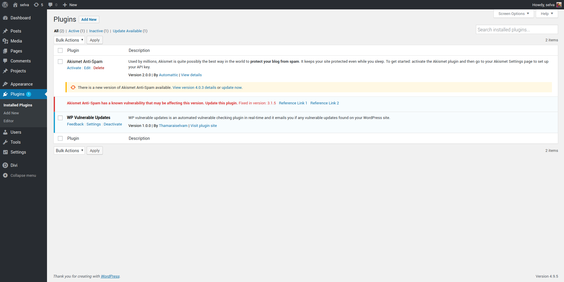 WP Vulnerable Updates gallery image