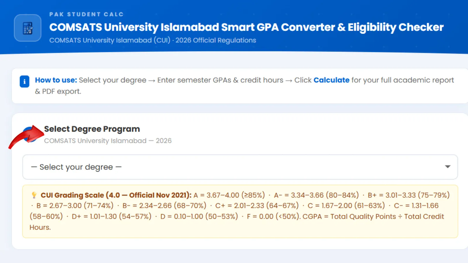 COMSATS GPA Calculator |Pak Student Calc screenshot 2