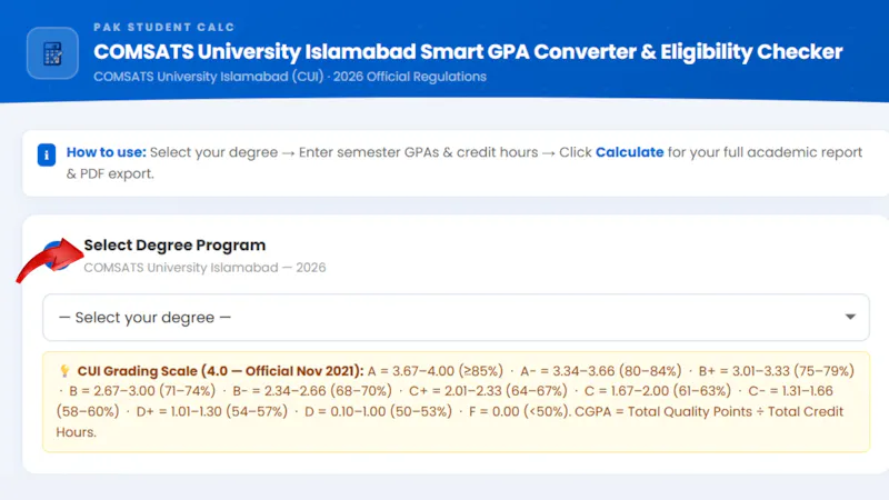 COMSATS GPA Calculator |Pak Student Calc screenshot 2