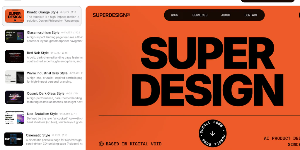 Superdesign 提示詞庫:用於風格、動畫和組件的設計提示詞