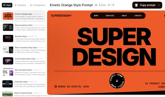 Superdesign Prompt Library产品图