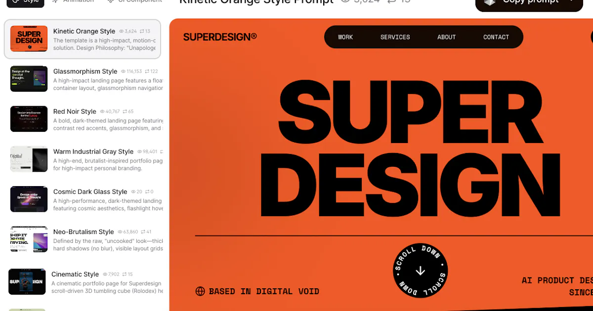 Superdesign Prompt Library