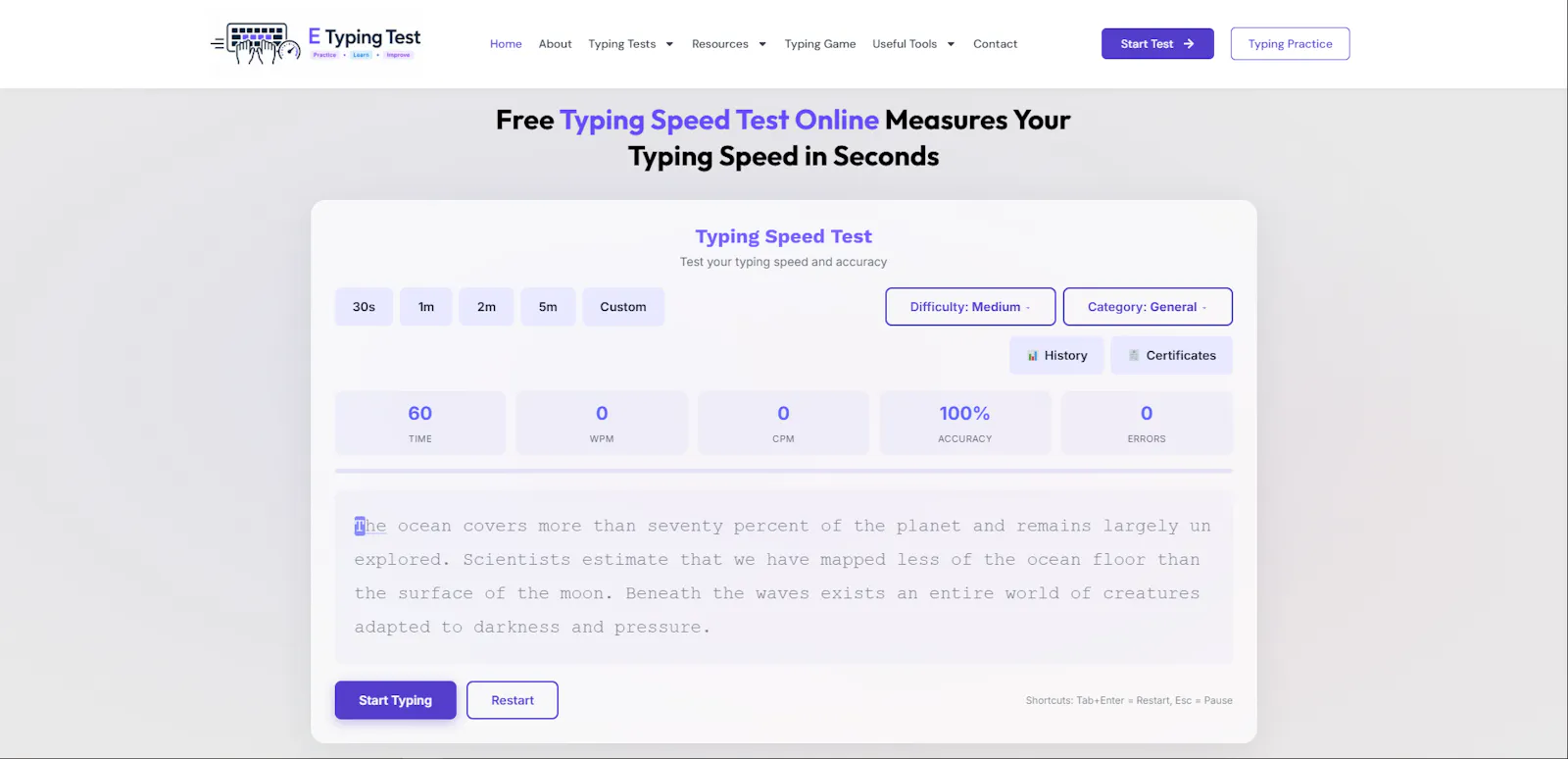 eTyping Test screenshot 1