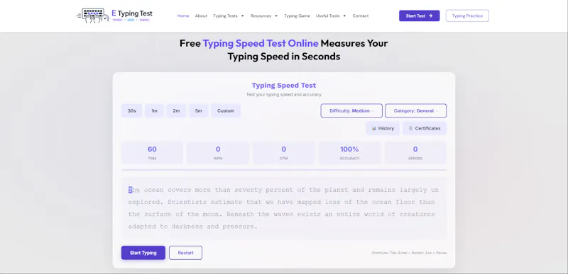 eTyping Test screenshot 1