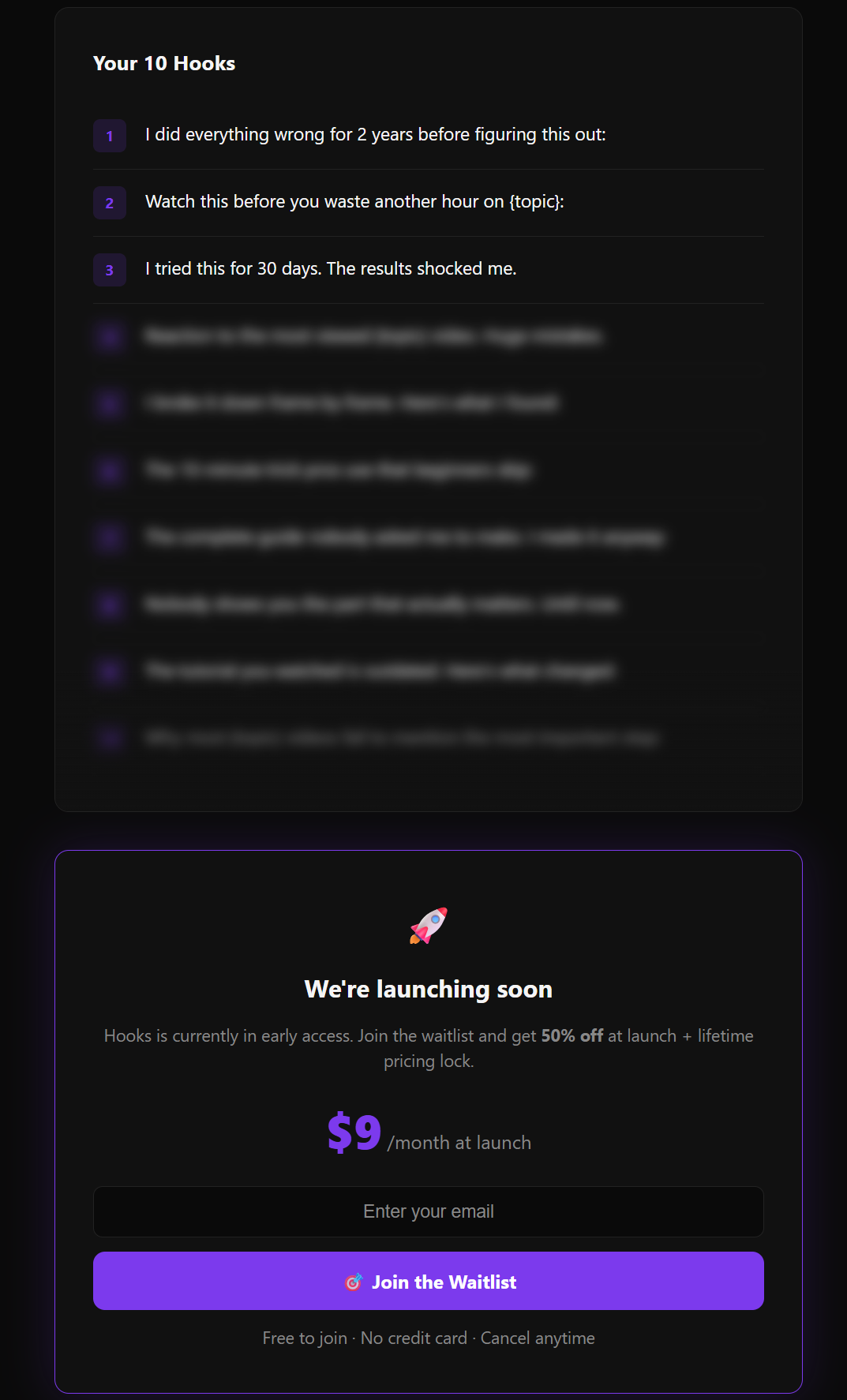 Hooks — Generate 10 hooks instantly gallery image
