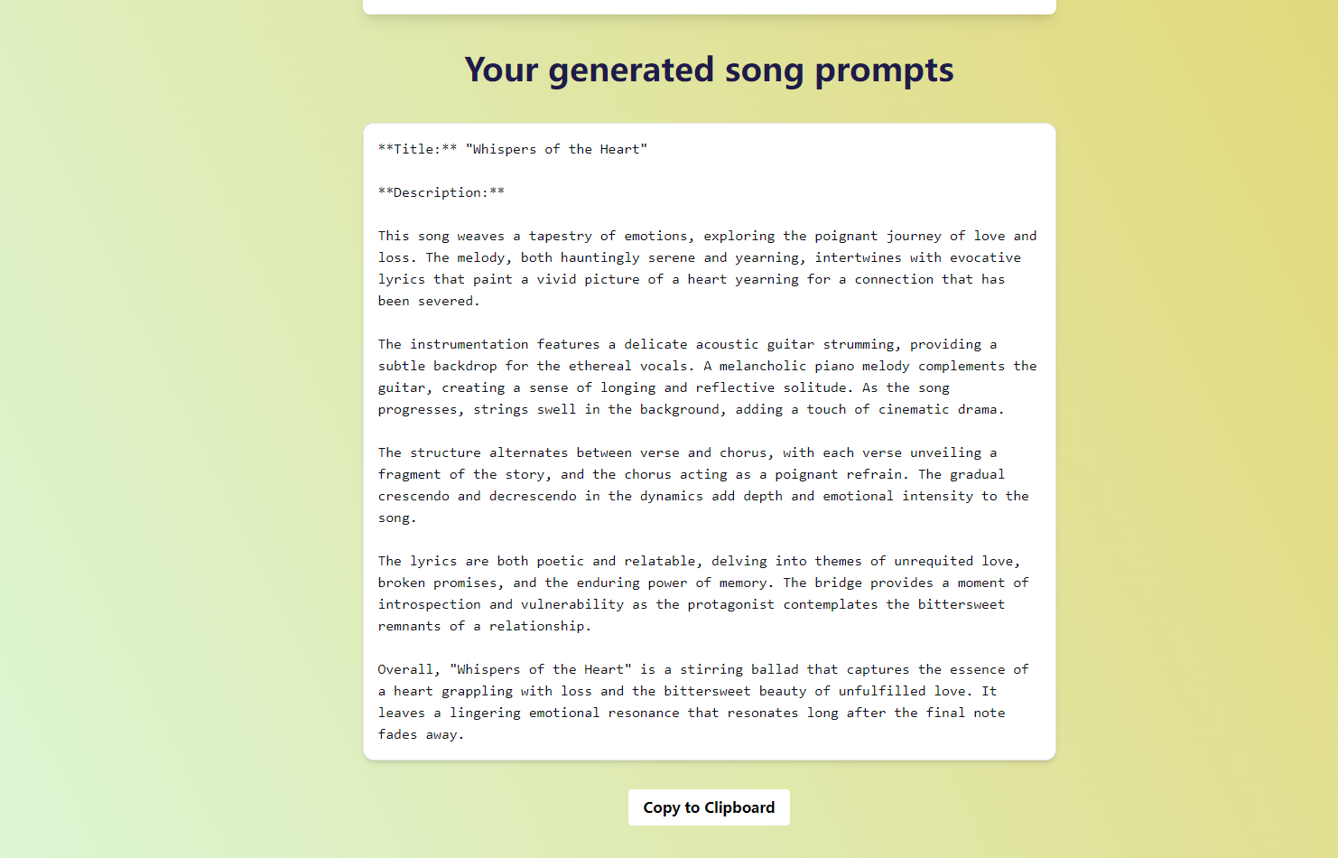 Musikalter Generator - Generieren Sie die Suno -Musikaufforderung basierend auf Ihrem Gedanken Medien 3