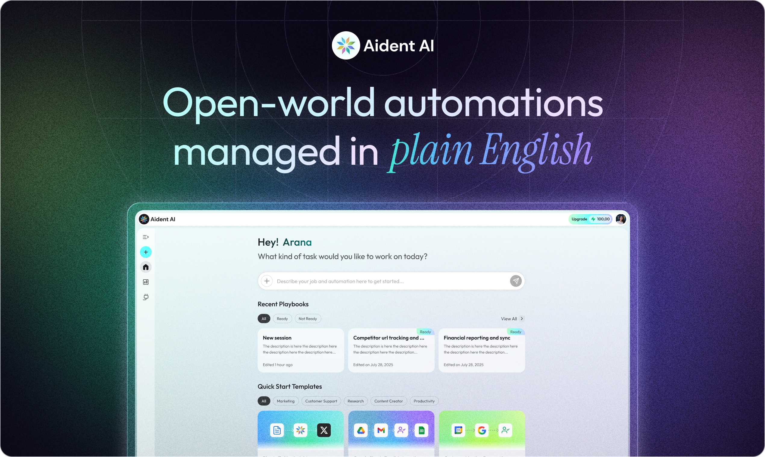Aident AI Beta 2 - Main product screenshot demonstrating key features and user interface