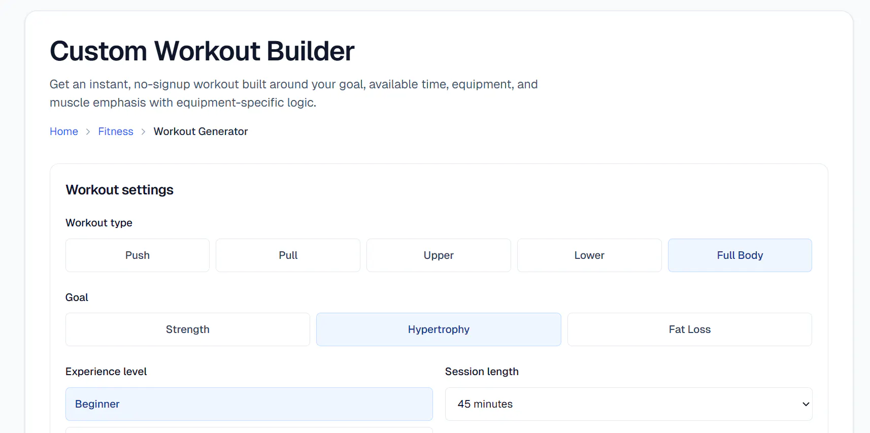 Banner del producto Custom Workout Builder