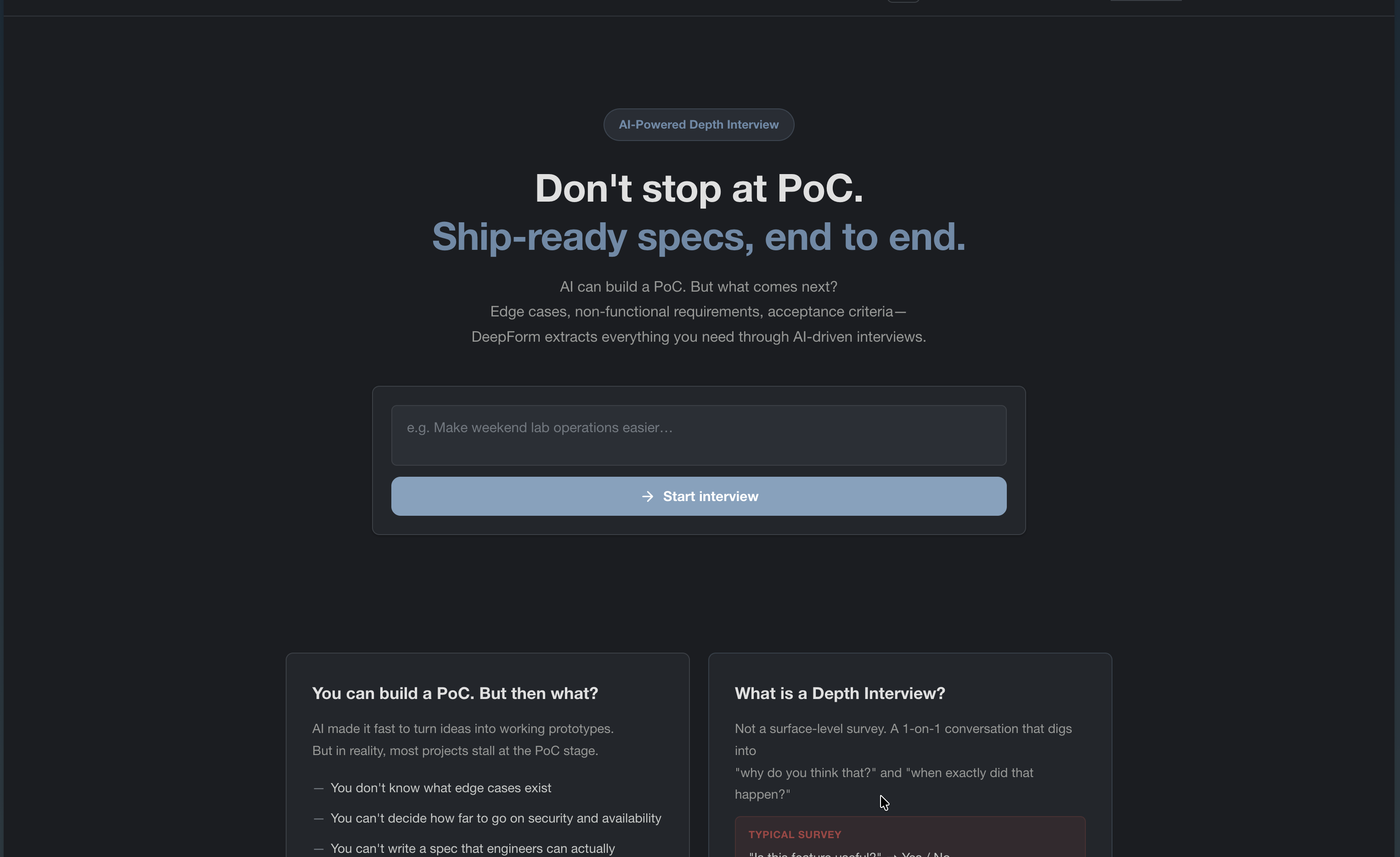DeepForm - Main product screenshot demonstrating key features and user interface
