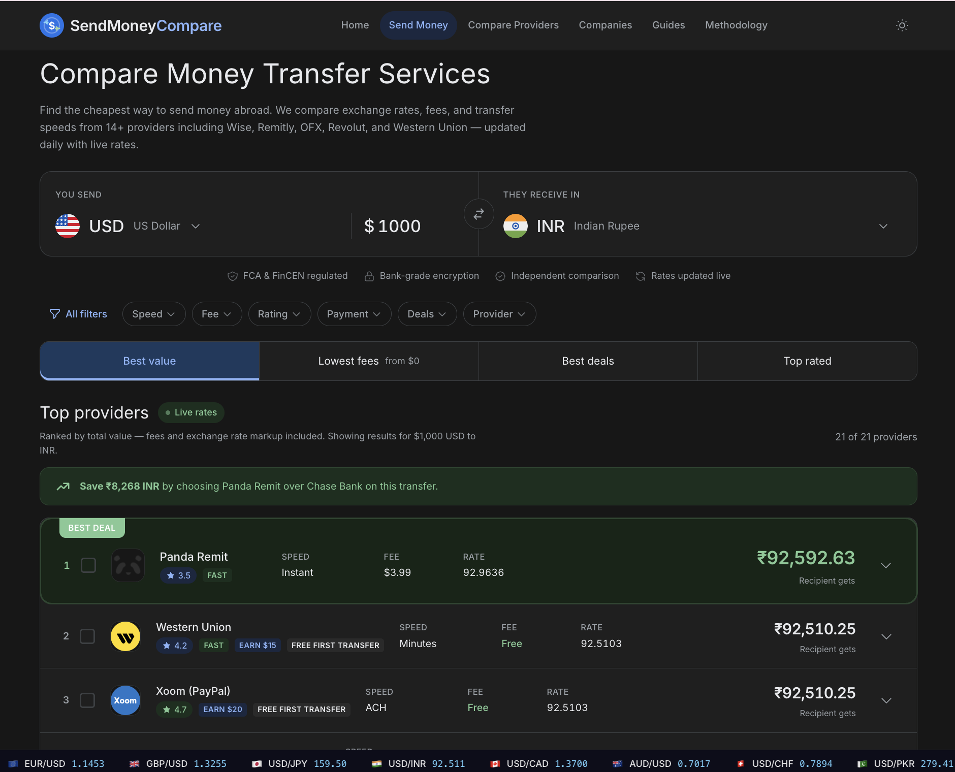 Send Money Compare media 2