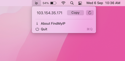 FindMyip - voor - Een kleine macOS -menubalk -app die uw IP -adres krijgt media 2