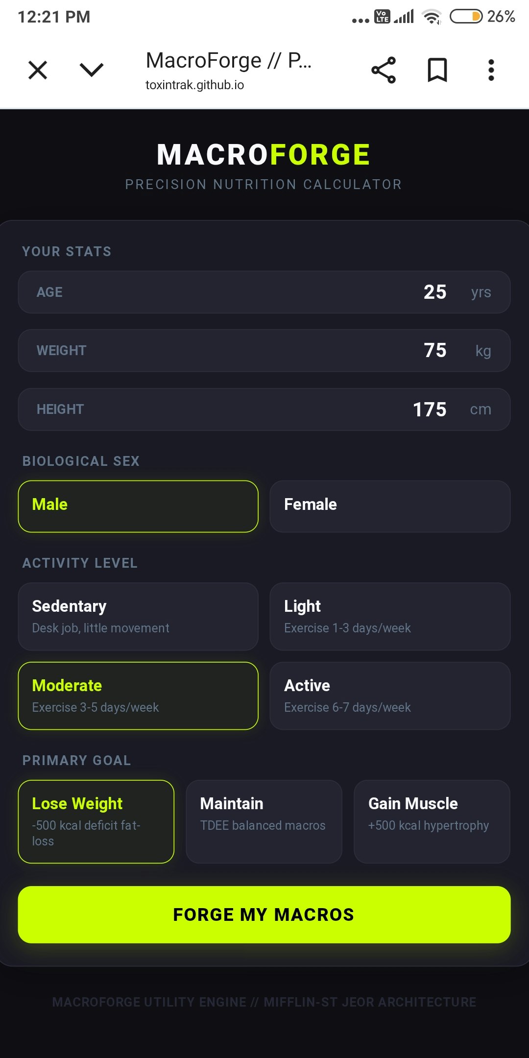 MacroForge // Precision Nutrition Engine gallery image