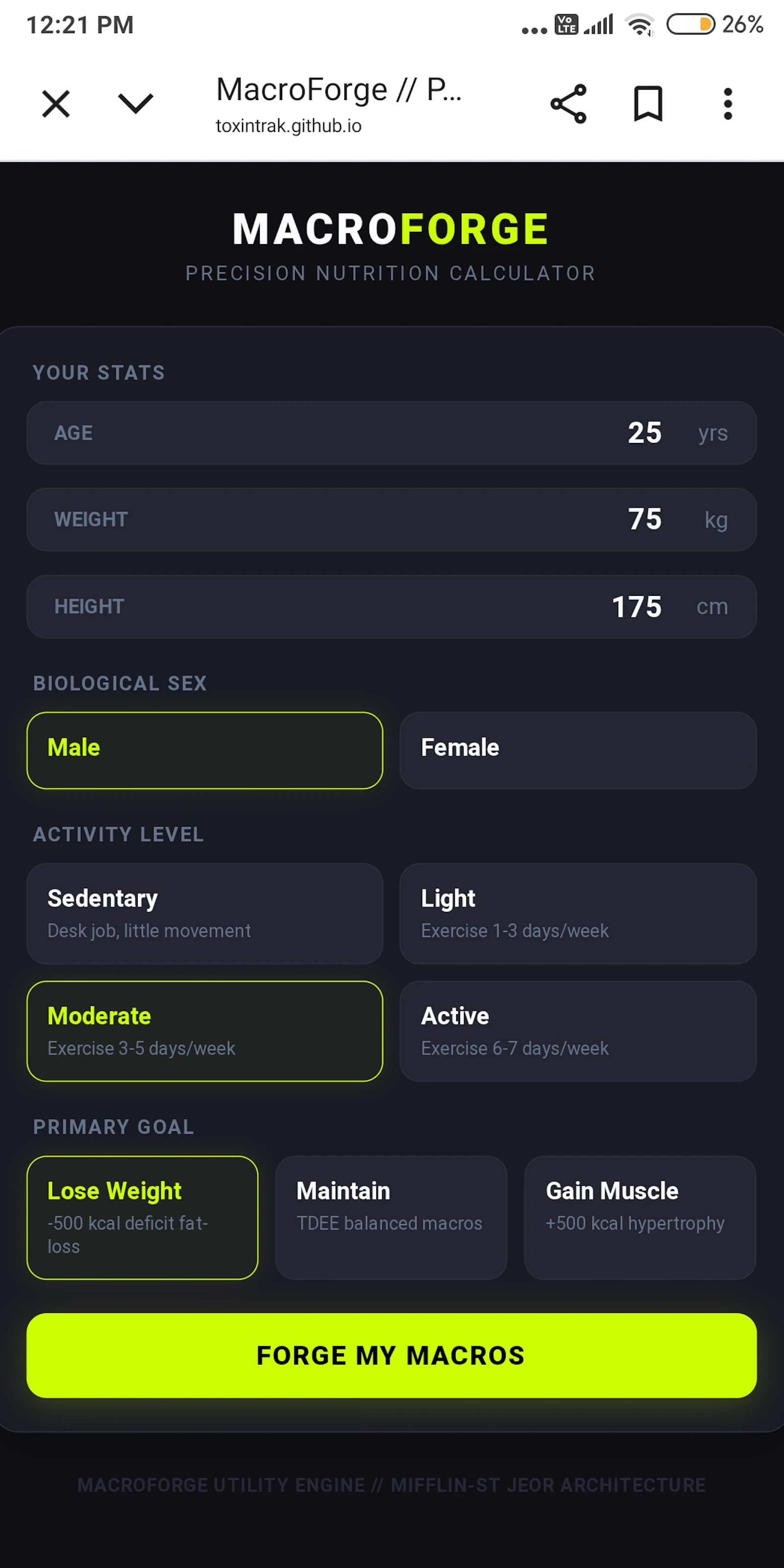 MacroForge // Precision Nutrition Engine screenshot 3