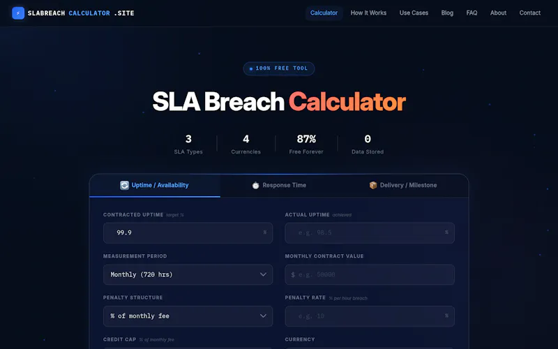 SLABreachCalculator.site screenshot 2