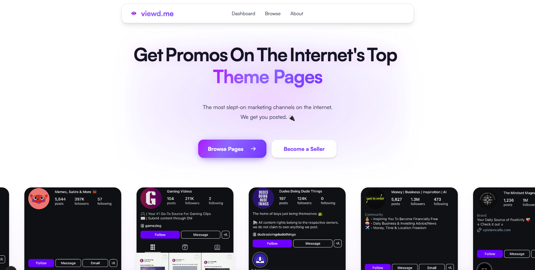Viewd.me - ตลาดการส่งเสริมการขายหน้าธีม media 2