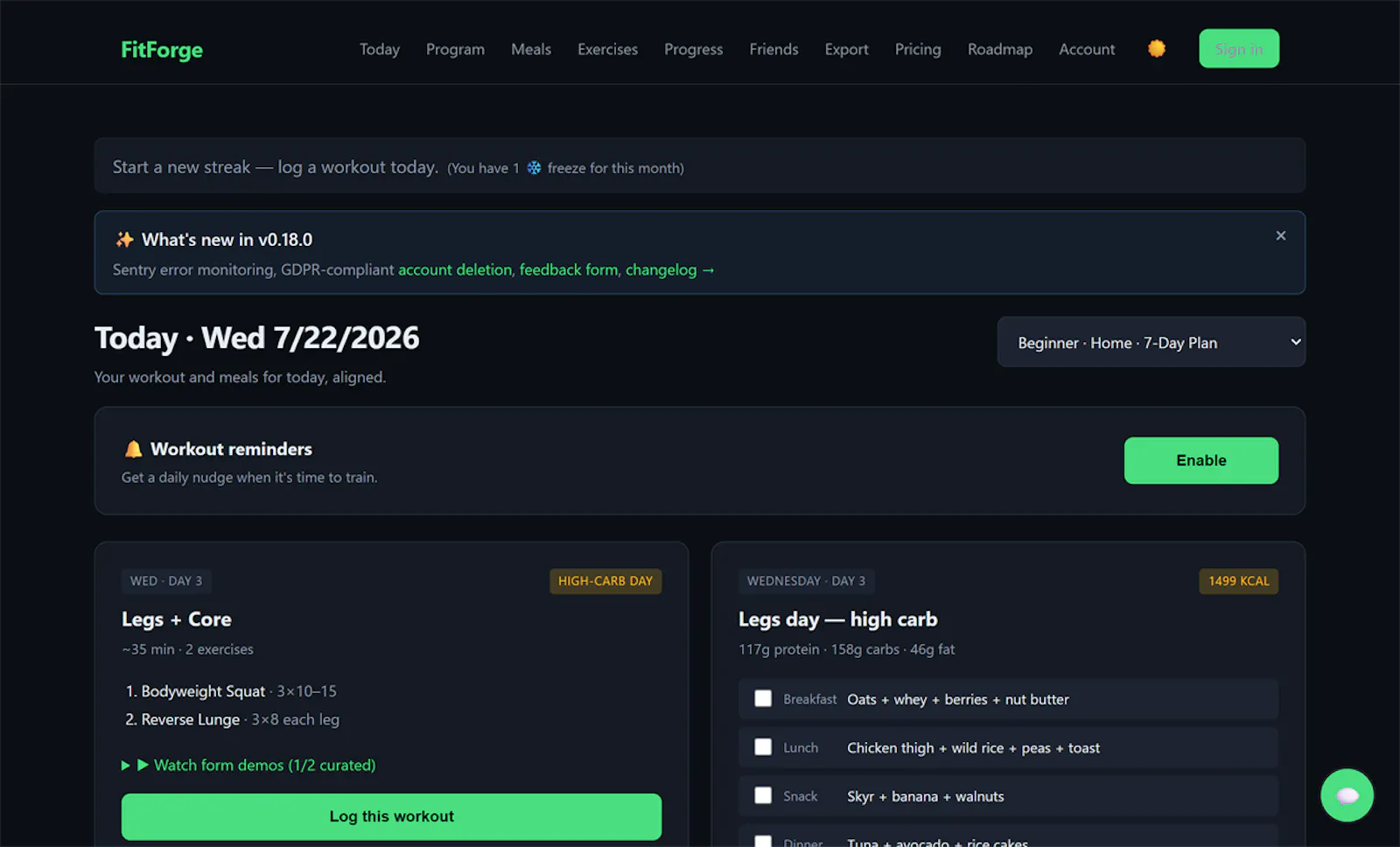  FitForge screenshot 2