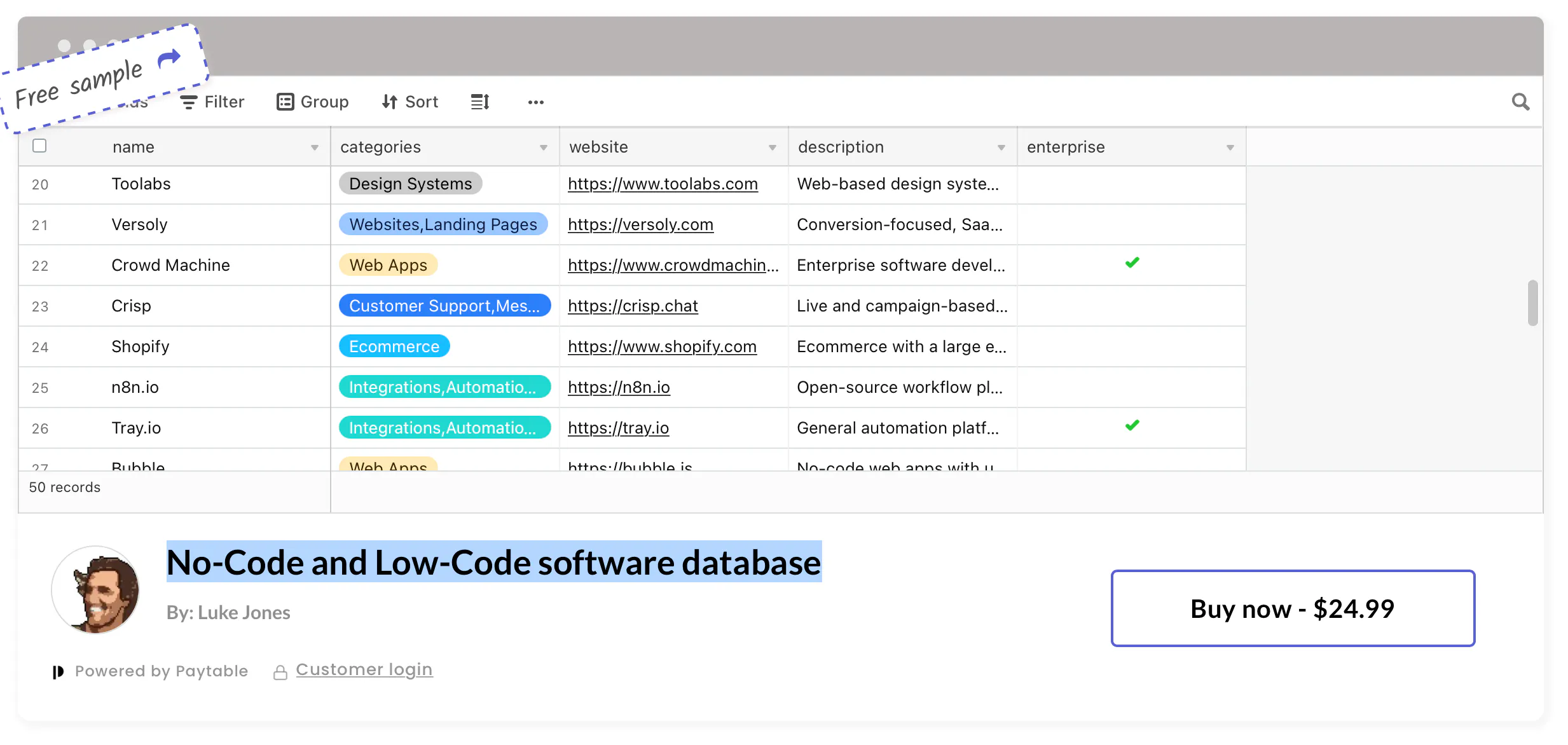 No-Code and Low-Code software database
