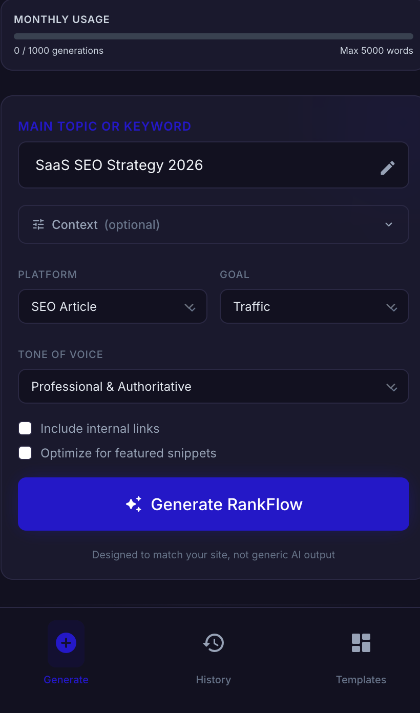 RankFlow Content Dashboard gallery image