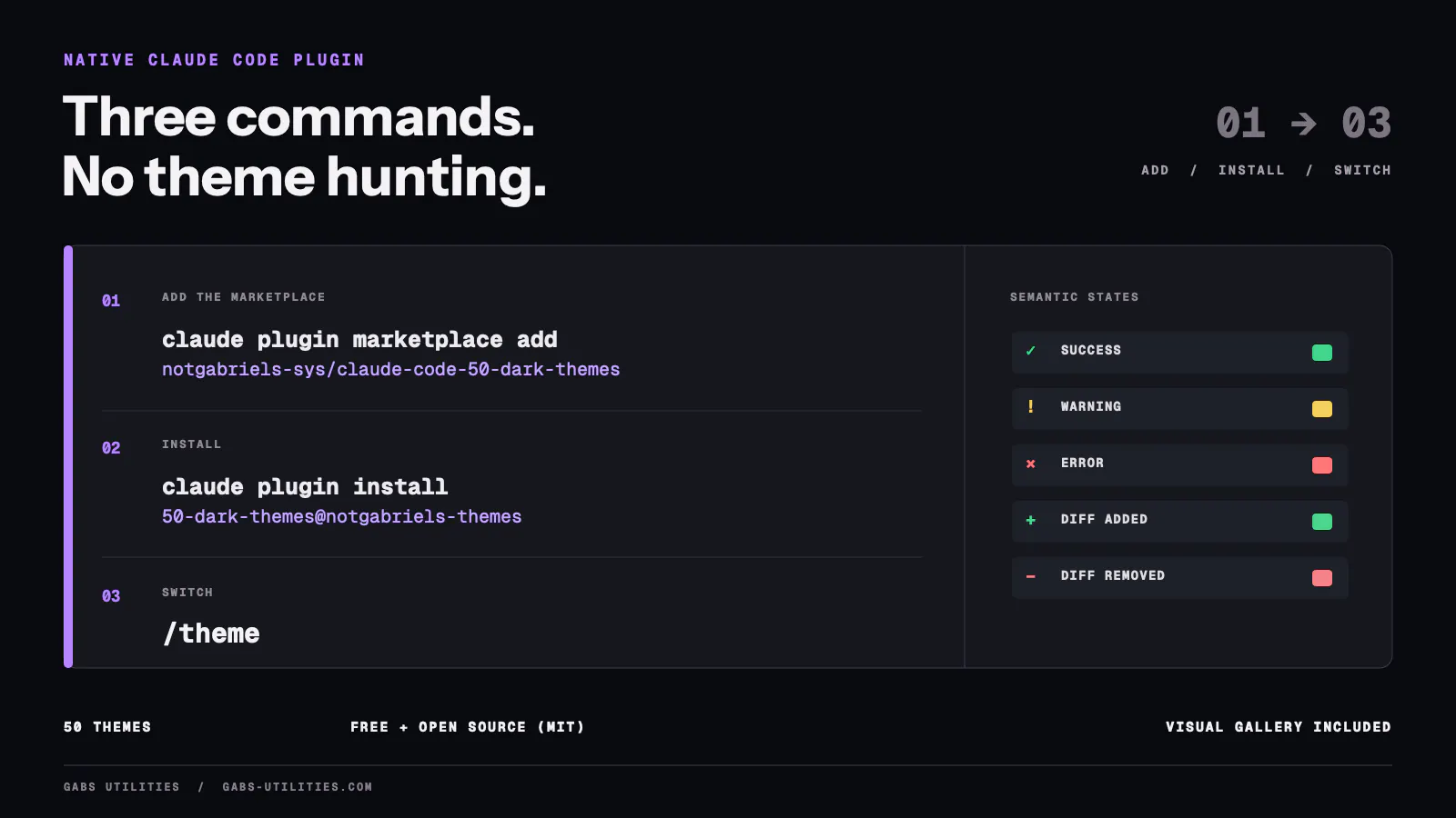 50 Dark Themes for Claude Code screenshot