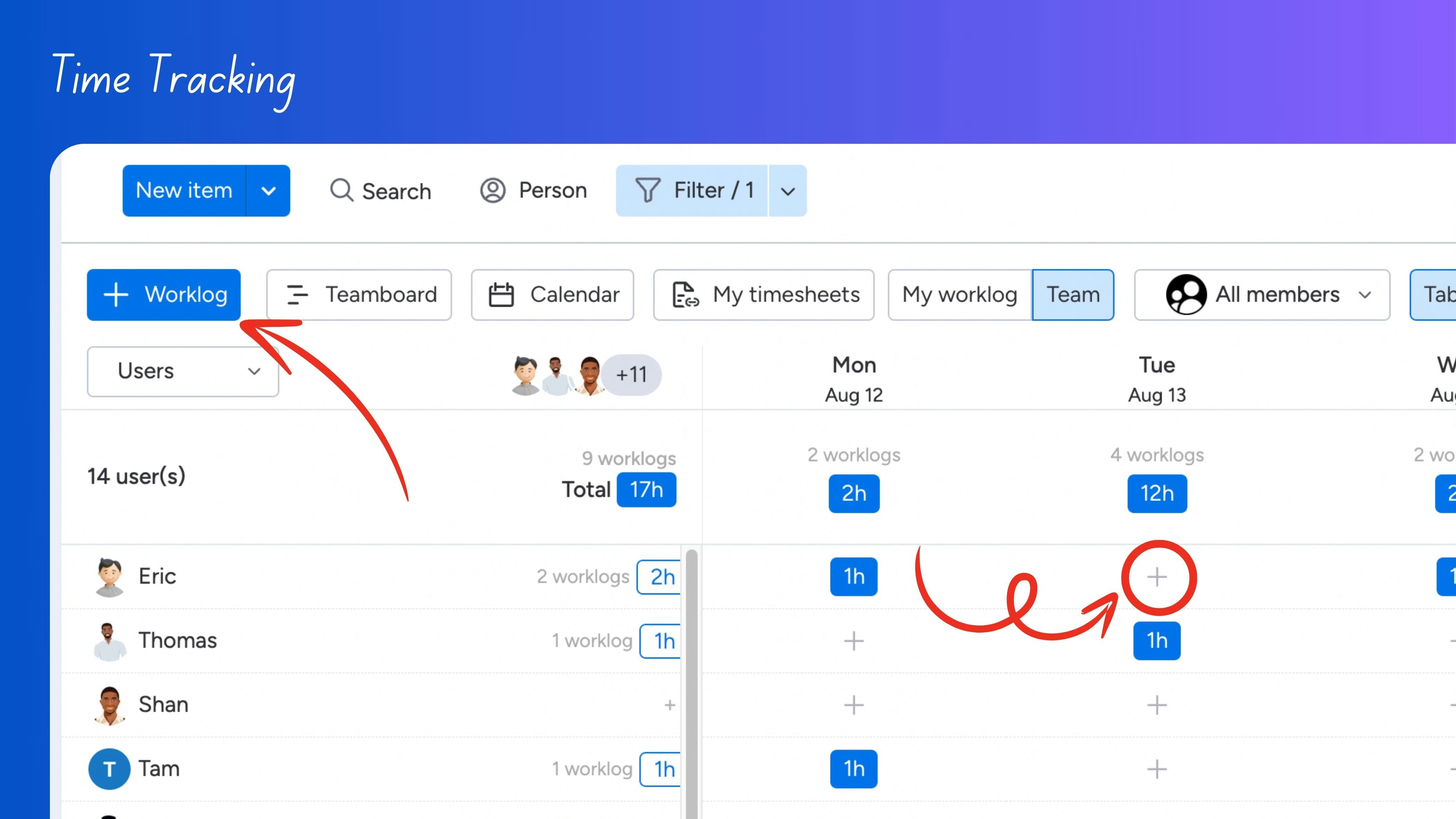 وسائط Sealboard for Monday.com - تخطيط الموارد ، تتبع الوقت 5