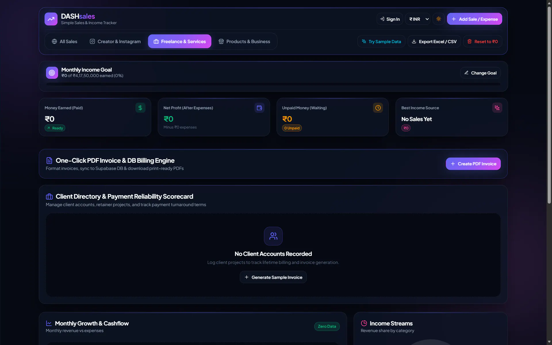 DASHsales screenshot