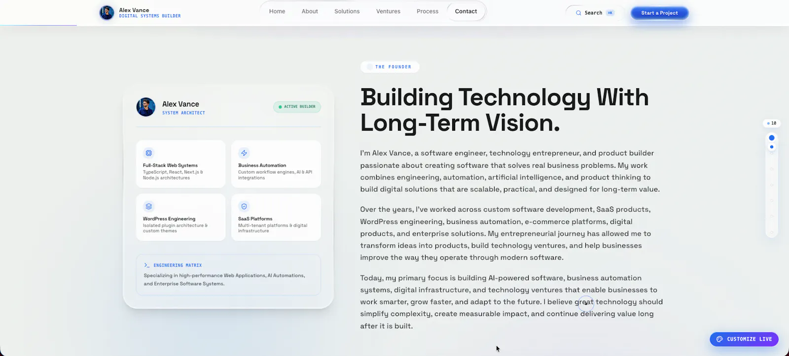 Liquid Glass Portfolio for Tech Founders screenshot 6