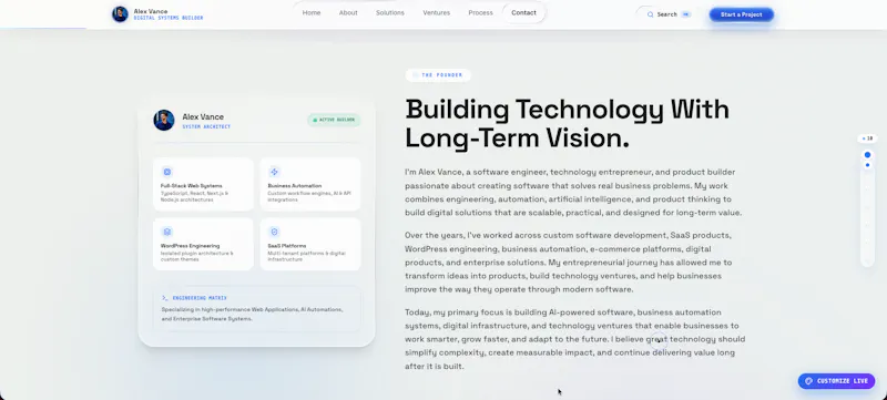 Liquid Glass Portfolio for Tech Founders screenshot 6