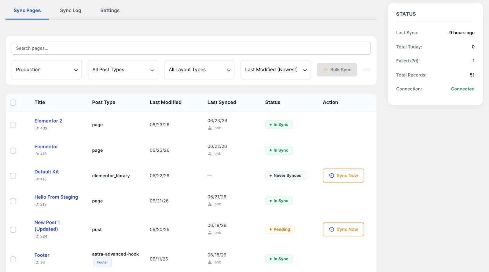 EZ Page Sync: Staging → Production Sync screenshot 3