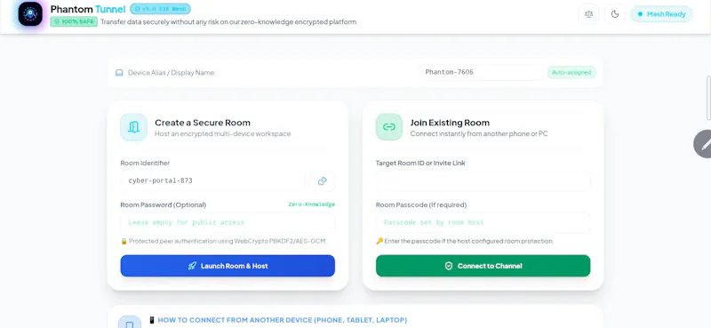 Phantom Tunnel: Zero-Server Workspace screenshot 1