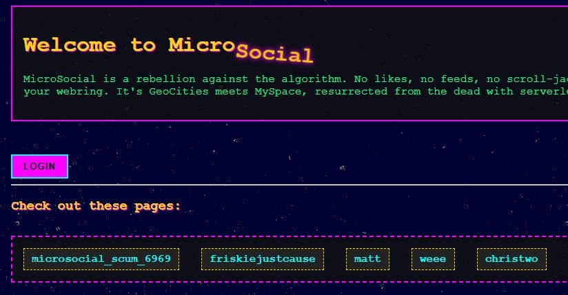 Mikrosozial - Retro inspirierte (Anti) Social Media Web App. Medien 1