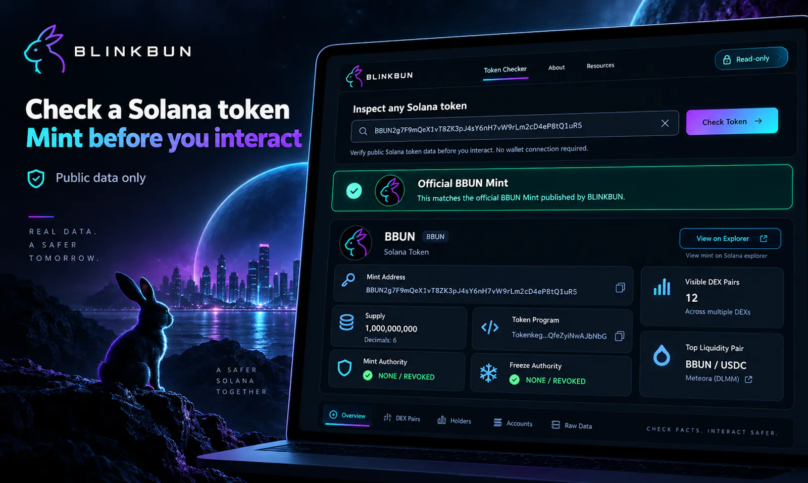BLINKBUN Solana Token Checker screenshot 2