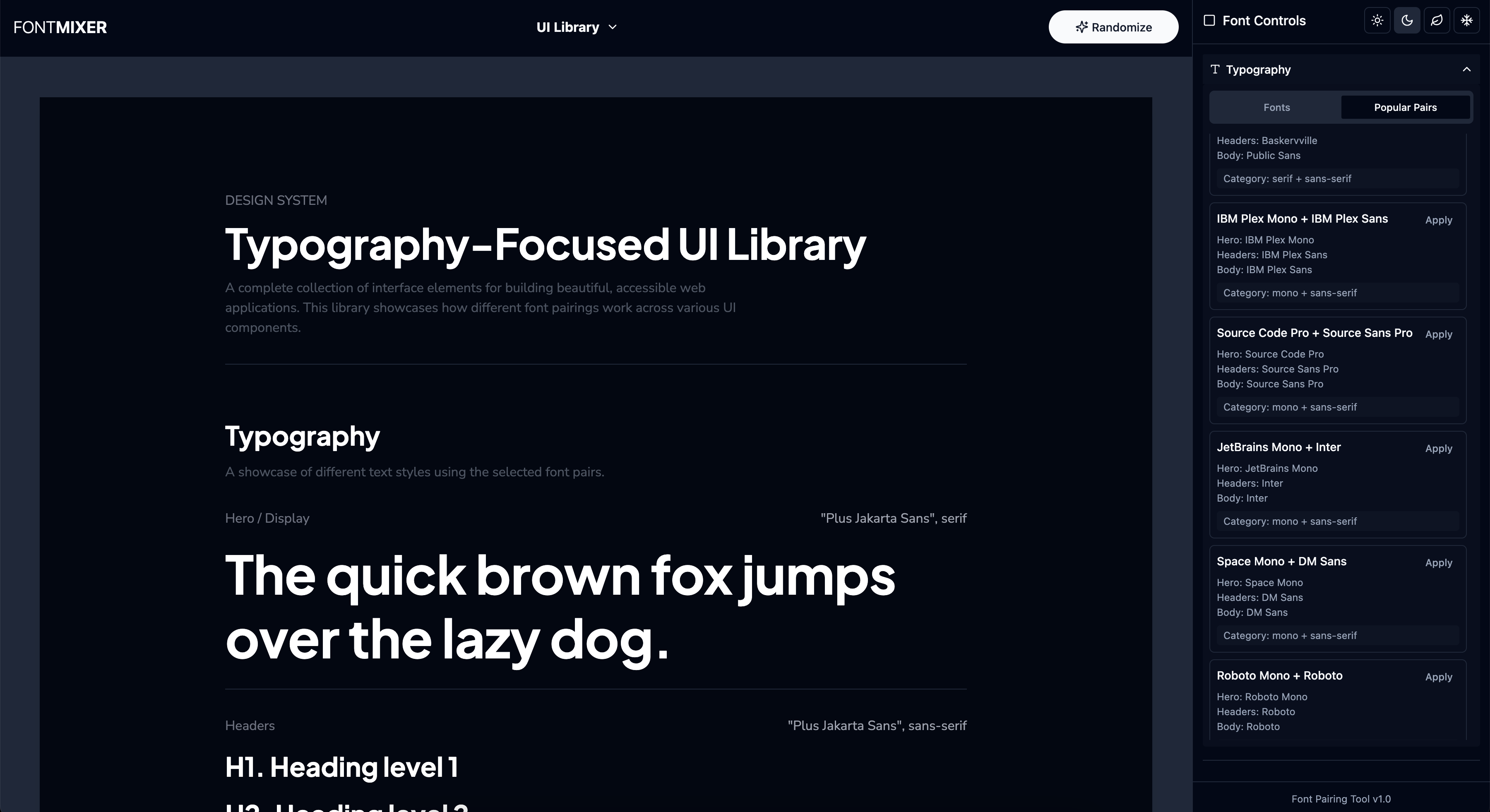 FontMixer.app - Typografie- und Schriftart -Pairing -Tool für Google -Schriftarten Medien 3