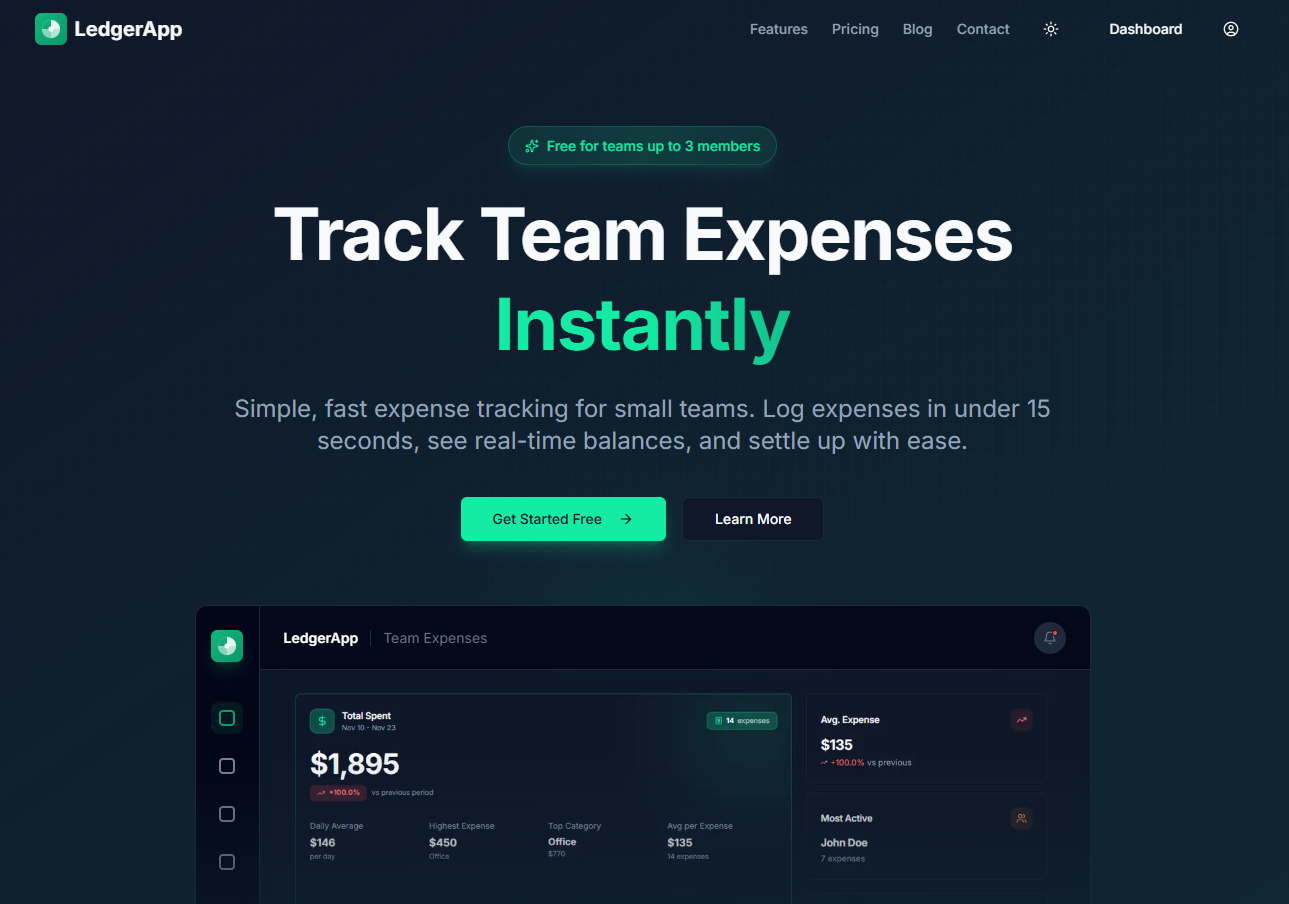 LedgerApp - Main product screenshot demonstrating key features and user interface