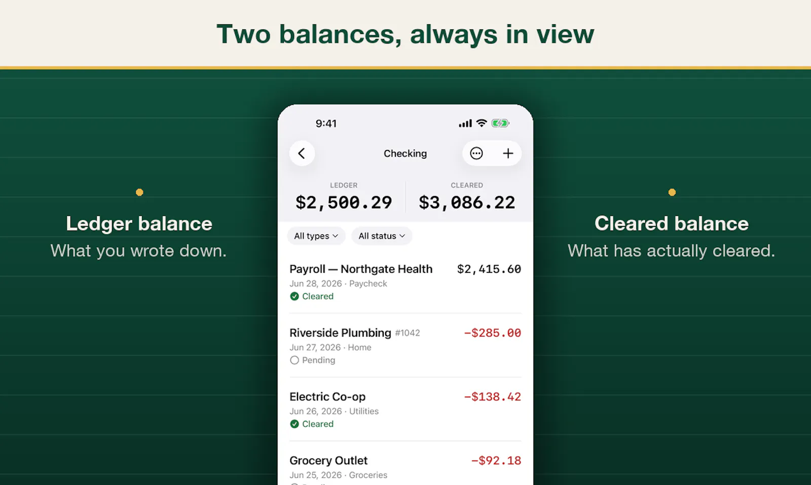 Quillbook: Check Register screenshot 2