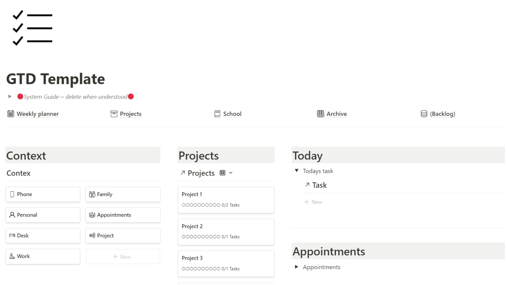 GTD System Notion Template Download gallery image