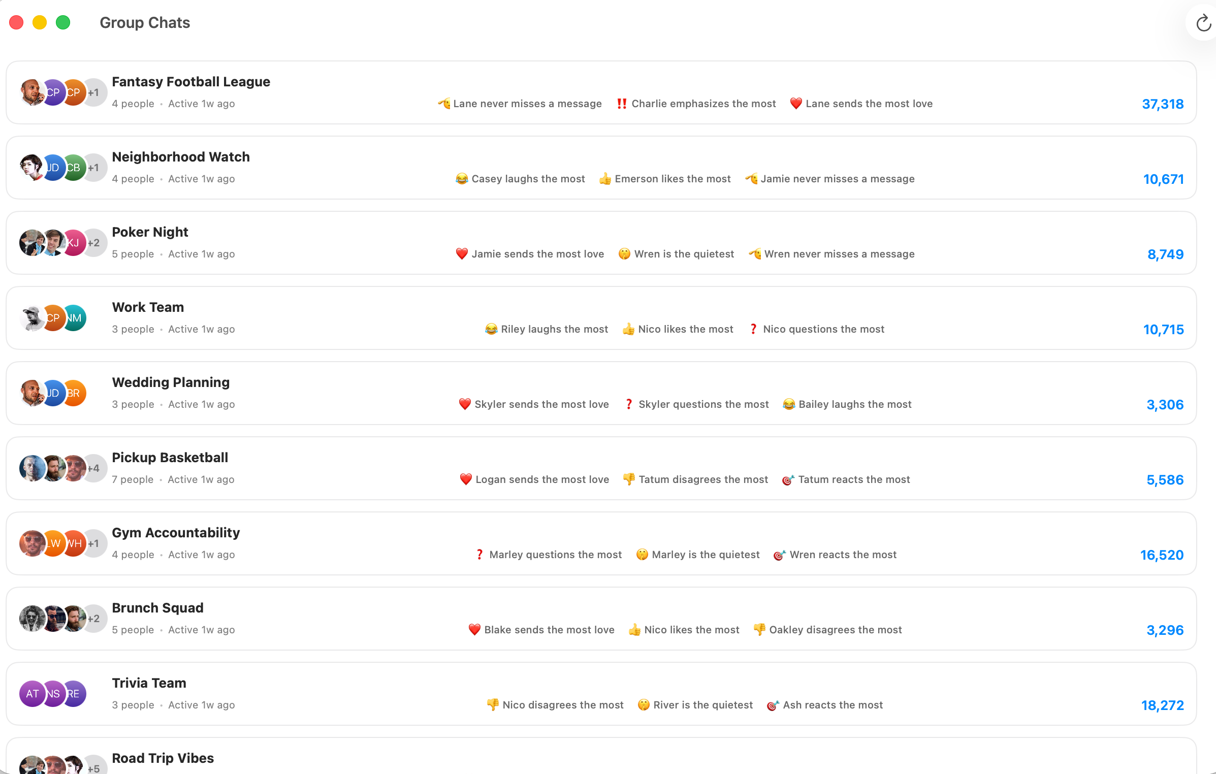 Group Chat Wrapped - Main product screenshot demonstrating key features and user interface