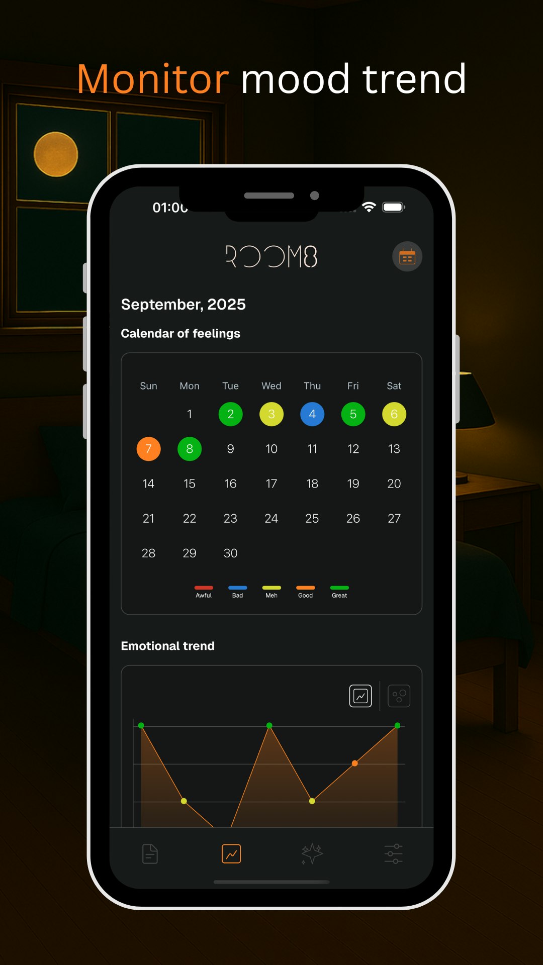 Room8: AI Mood Tracker - Screenshot 2 showing product features and functionality