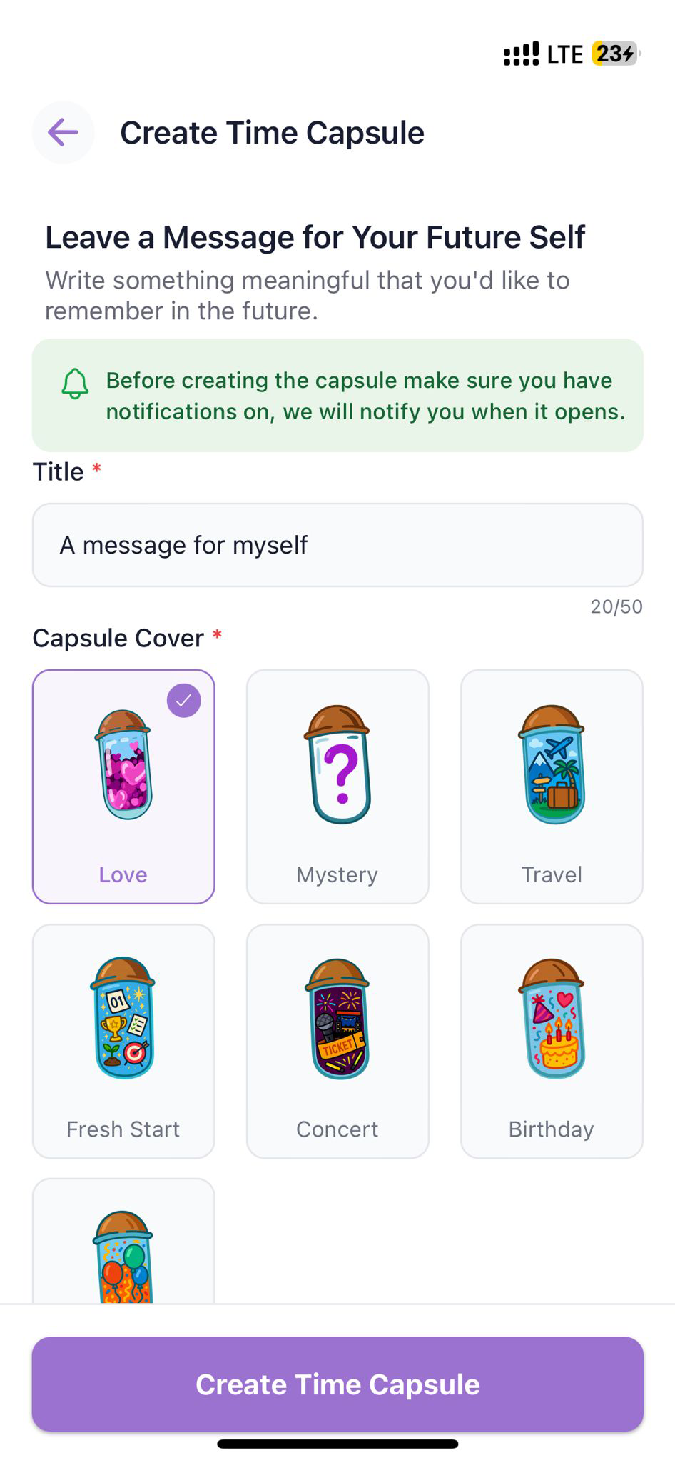 Dearfuture - Tijdcapsule -app voor iOS. media 1