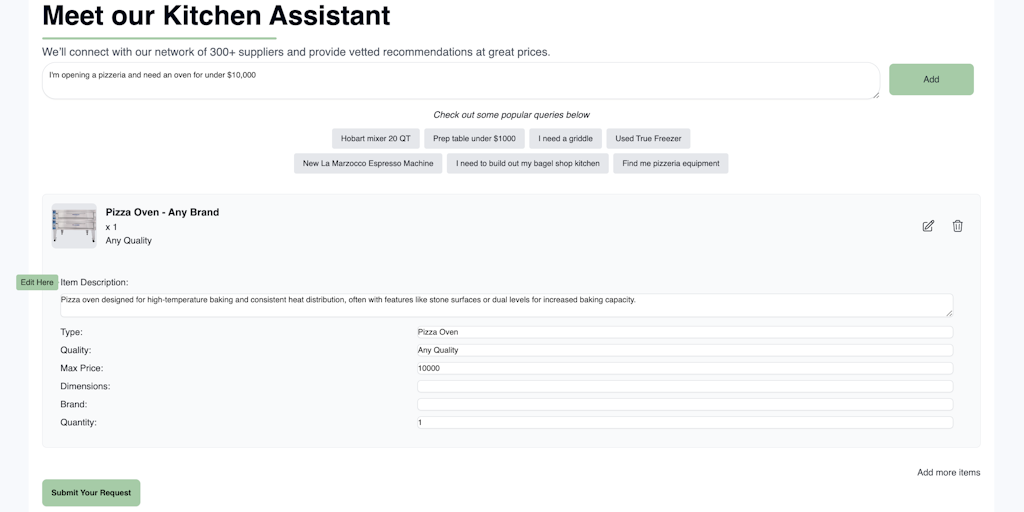 Backhouse Restaurant Equipment Assistant
